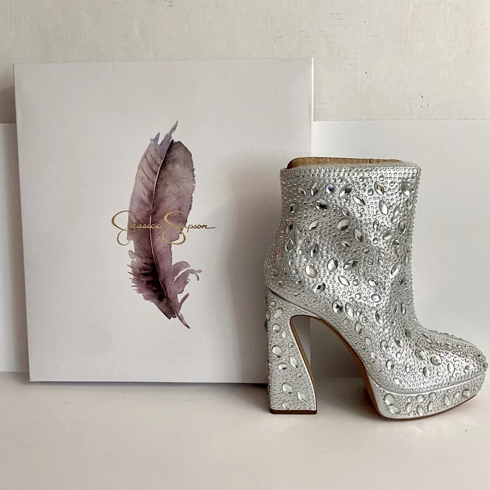 NWT Glam Jessica Simpson Shimmer Dolly Platform Booties.New in Box.Size 10 - Picture 2 of 8